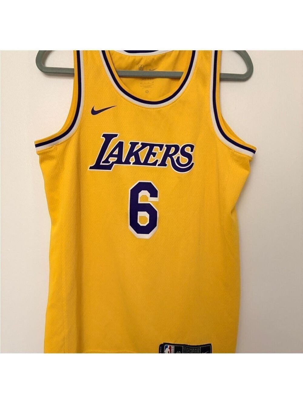 Nike NBA Lakers Gold Basketball Jersey LeBron James No. 6